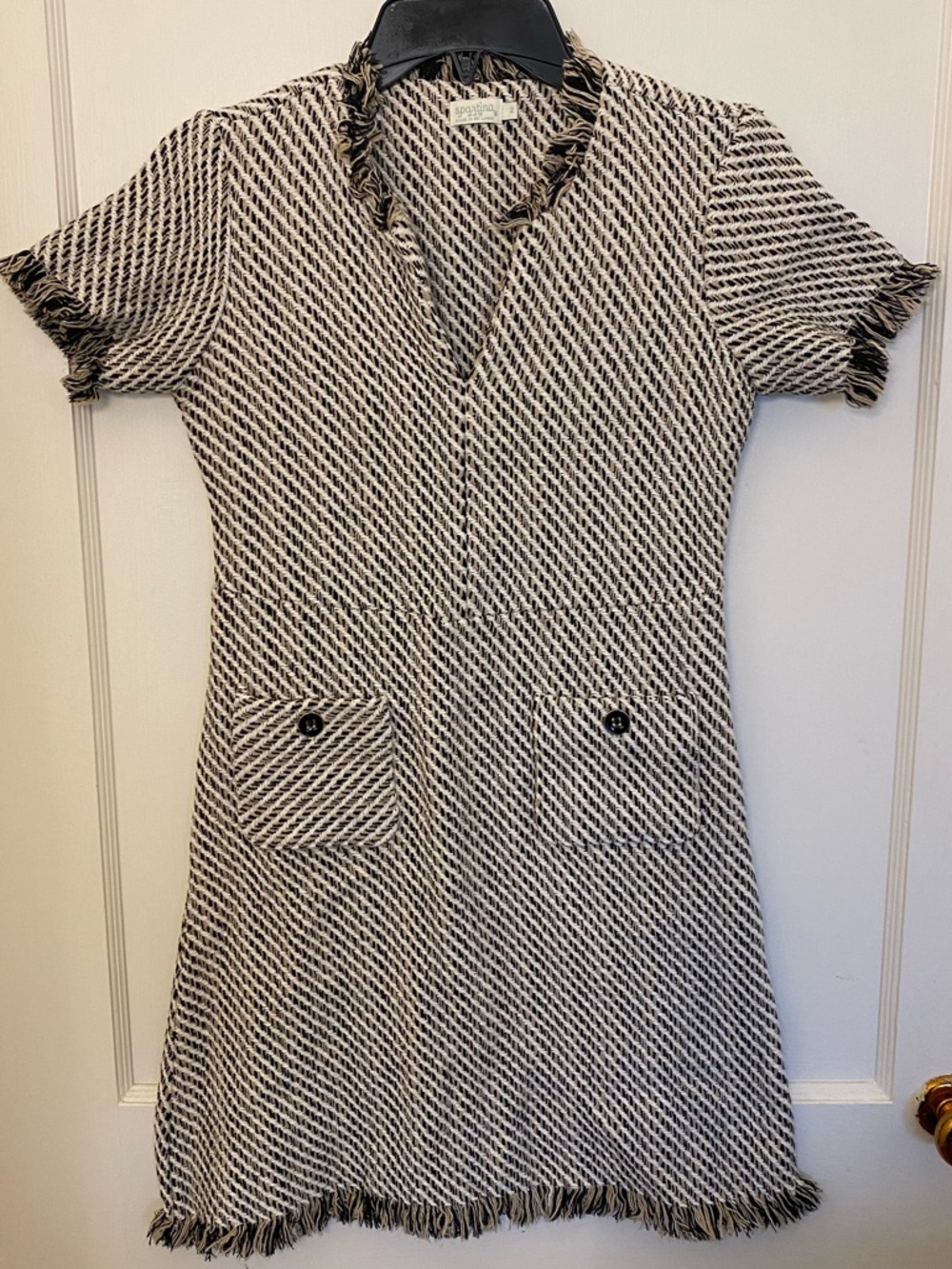 Spartina 449 Black and Cream Fringed Knit Dress